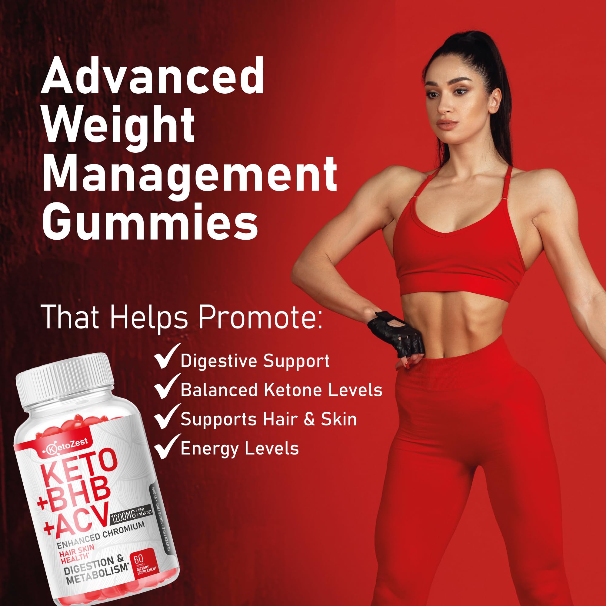Ketozest Keto ACV BHB Gummies serving pour for easy daily intake.