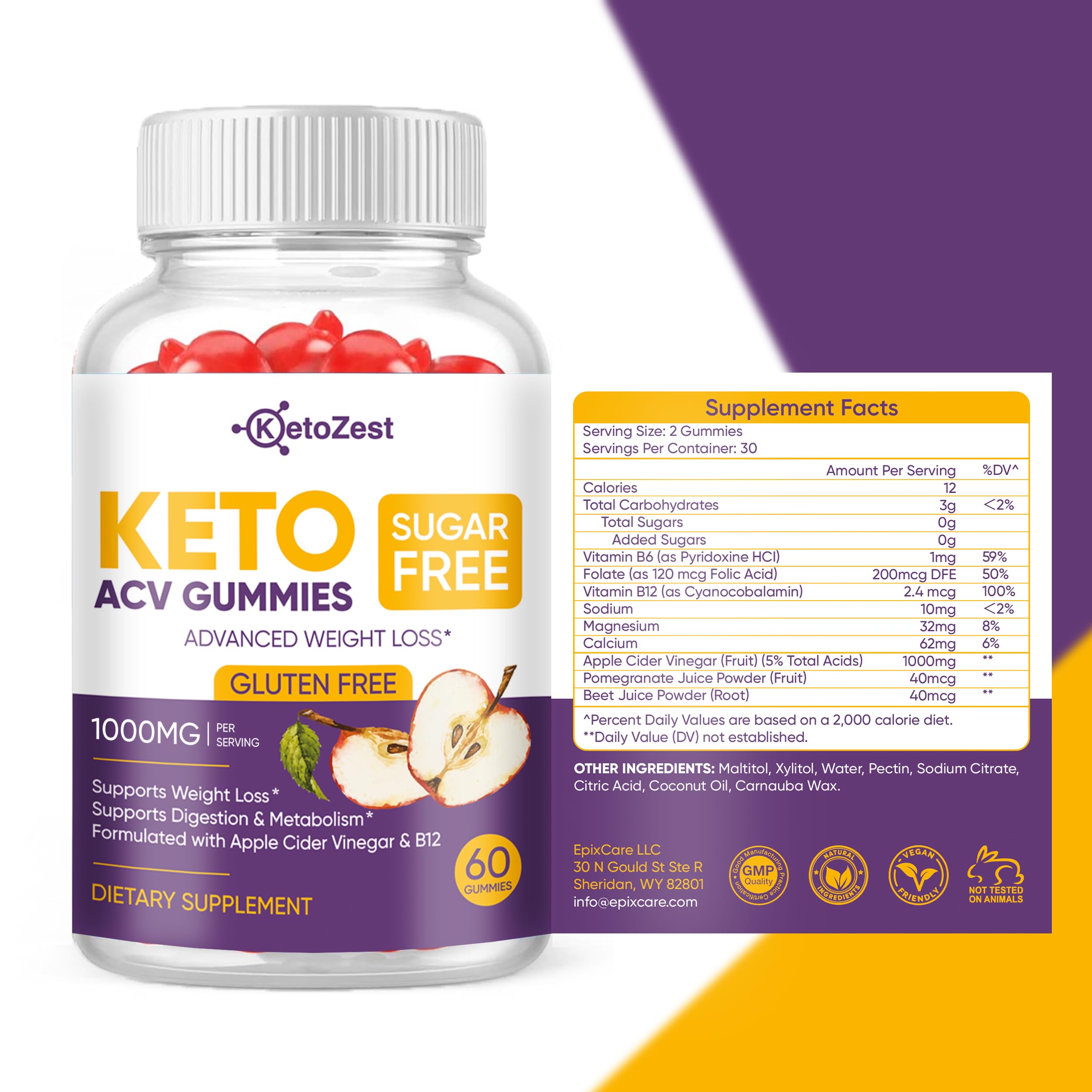 KetoZest Keto ACV Gummies gluten-free badge signals a safe, everyday option