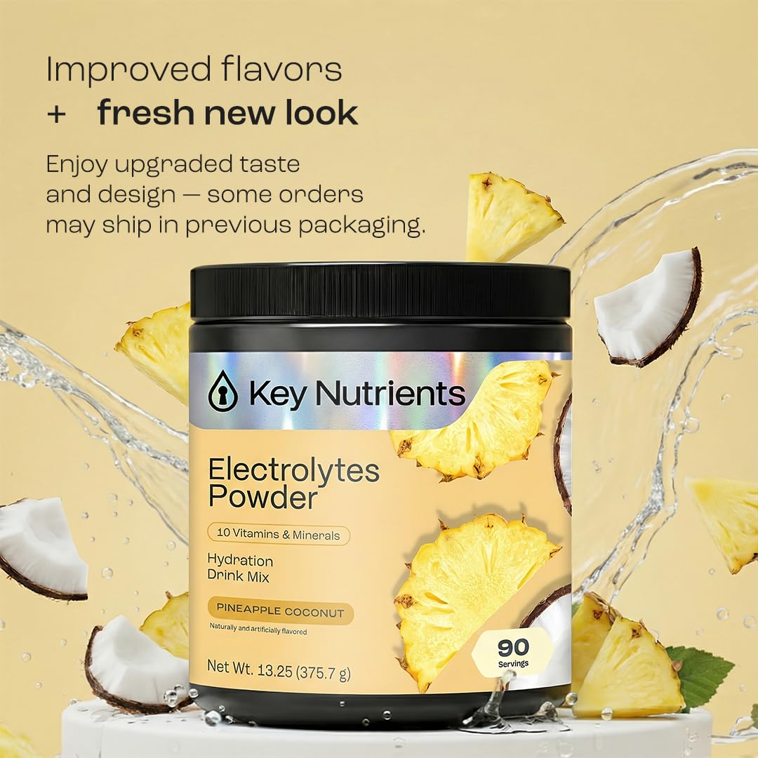 KEY NUTRIENTS electrolytes powder being poured into water for quick hydration