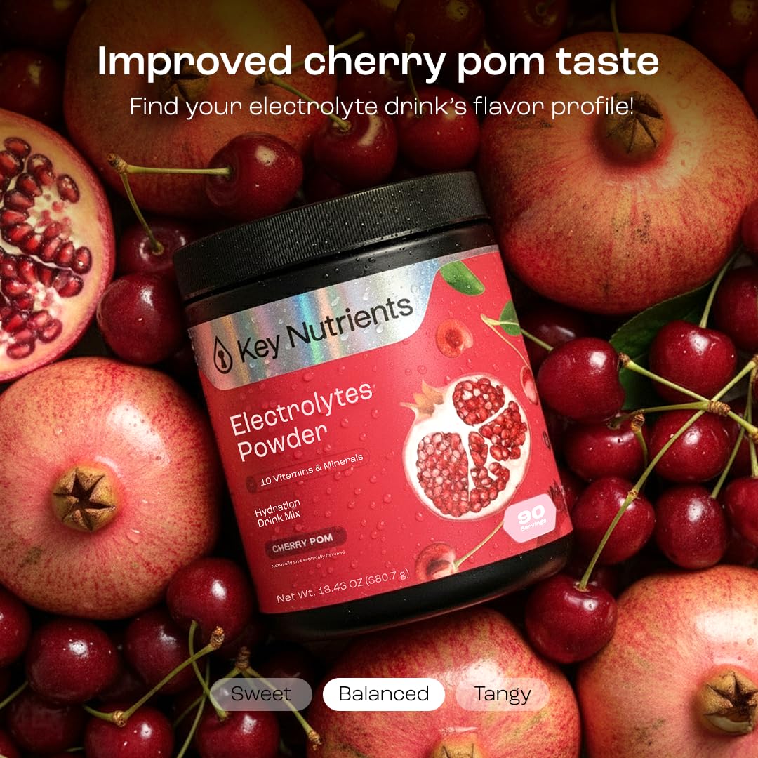 KEY NUTRIENTS Sweet Cherry Pom dissolving in water for a refreshing, sugar-free hydration boost.