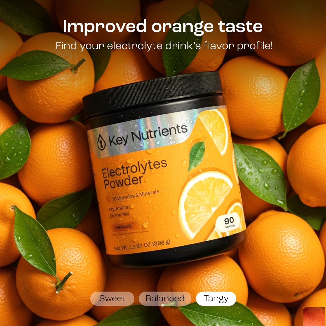 KEY NUTRIENTS Tangy Orange gluten-free label for allergen-conscious hydration