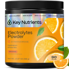 KEY NUTRIENTS Tangy Orange hydration powder in bottle for calorie-free refreshment during activity