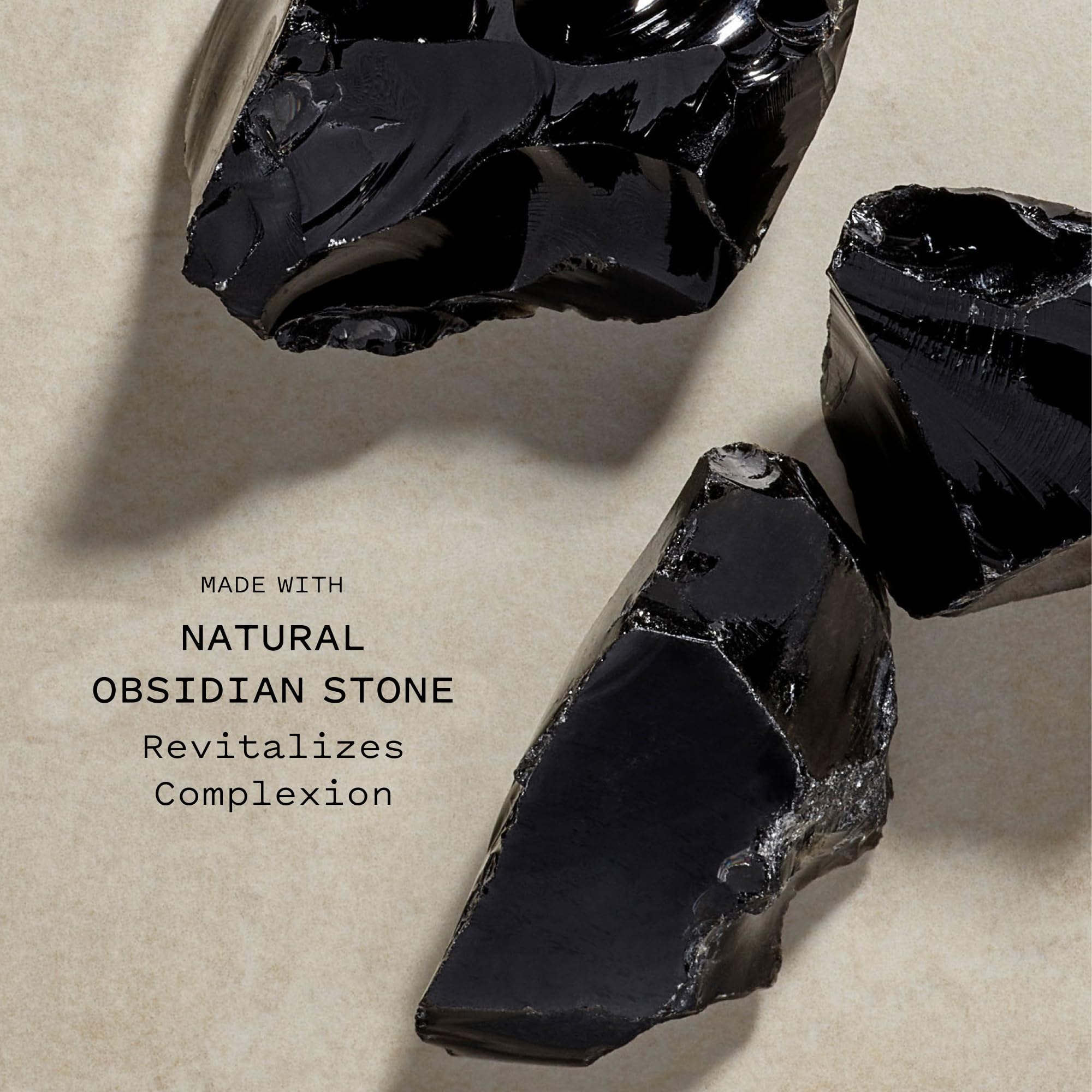 Keys Soulcare obsidian gua sha tool close-up with smooth surface for comfortable massage.