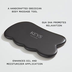 Keys Soulcare obsidian gua sha tool craftsmanship highlights mindful self-care rituals.