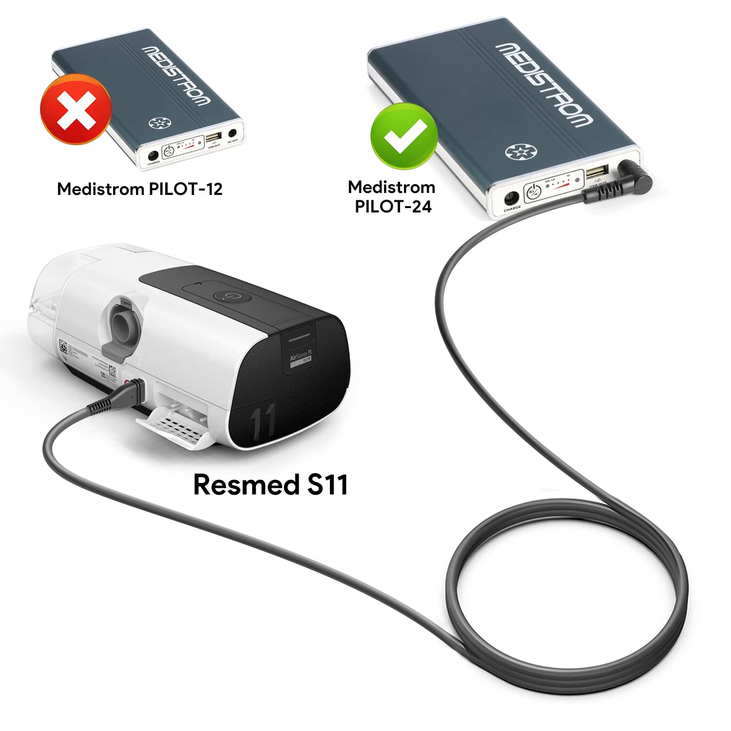 Replacement power cord for AirSense 11 and AirMini with trusted KFD build