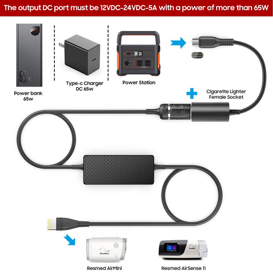 KFD AirMini DC adapter keeping travel CPAP devices ready.