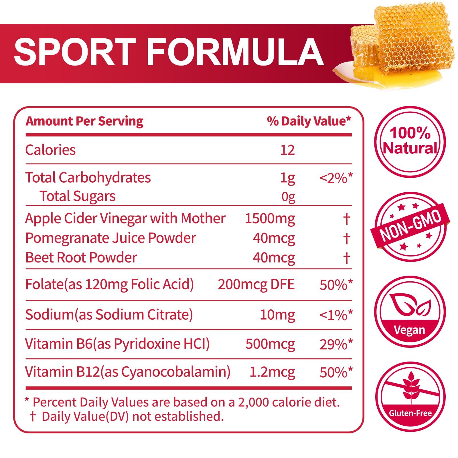 KGGCDD Keto ACV Gummies ingredients label highlights beet juice and B12 support.