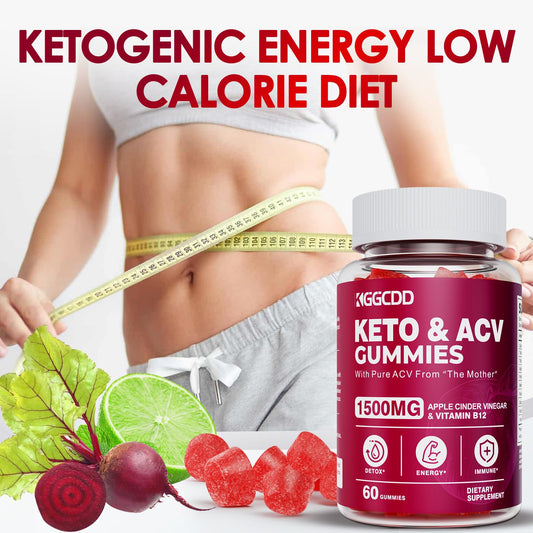 KGGCDD Keto ACV Gummies close-up shows chewy texture and apple cider flavor for daily snacking.