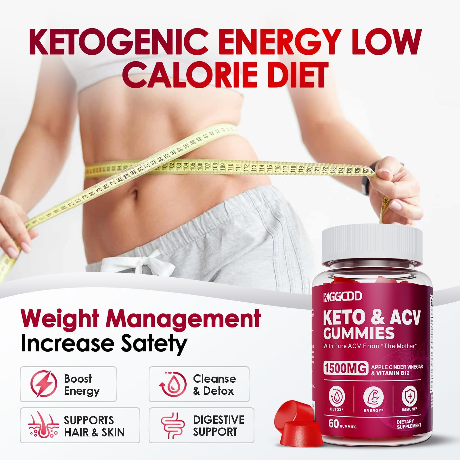 KGGCDD Keto ACV Gummies Extreme1500MG bottle top view showing compact packaging for easy storage.