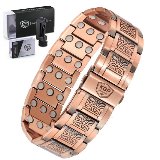 KGP 3X Strength copper bracelet close-up highlighting magnets for daily comfort