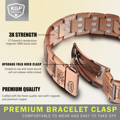 KGP copper bracelet fold-over clasp detail for easy wearing