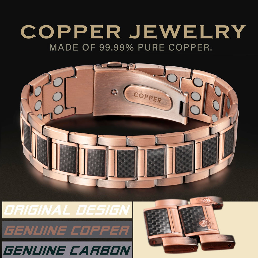 KGP copper bracelet with carbon fiber inlay and secure clasp