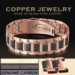 KGP copper bracelet with carbon fiber inlay and secure clasp