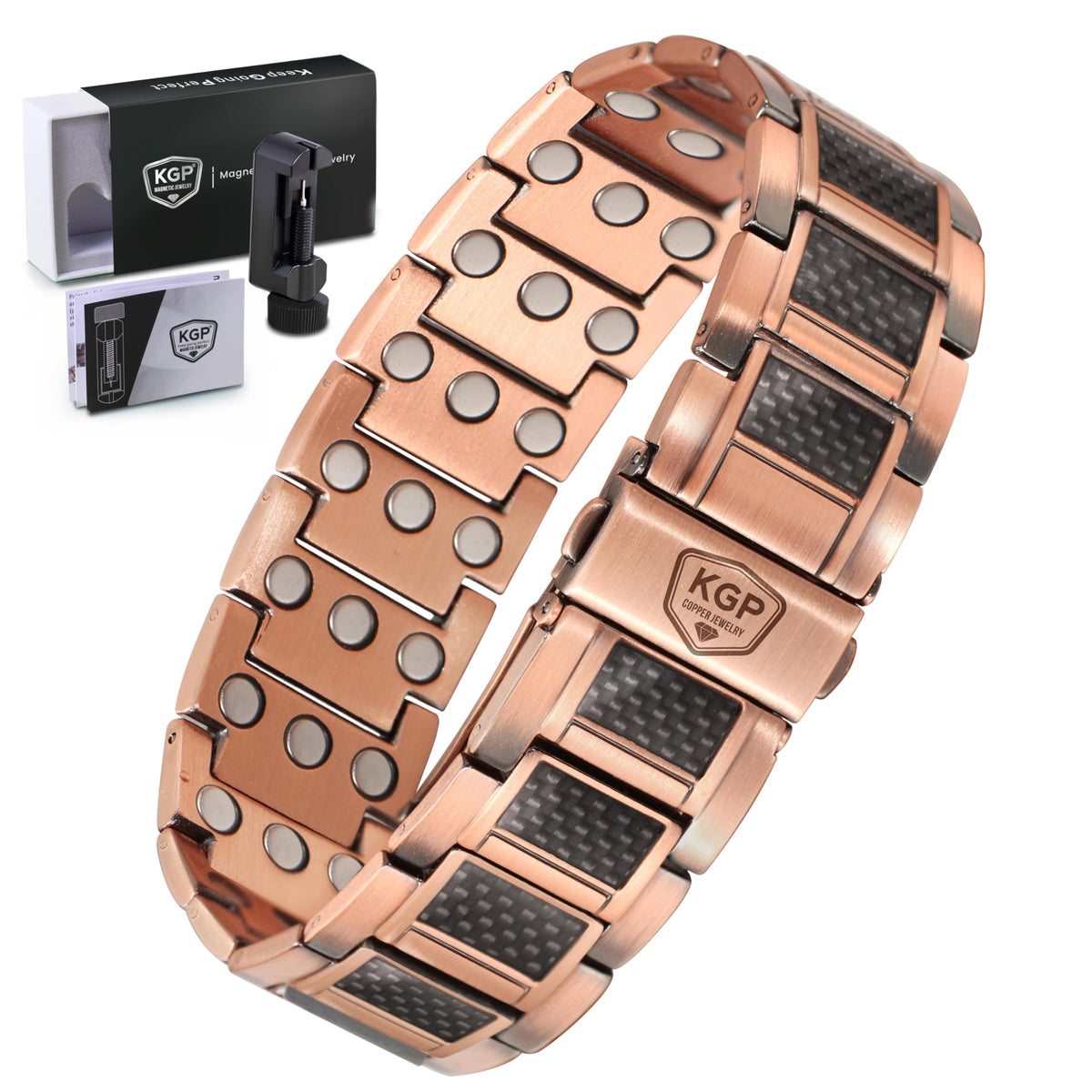KGP strength magnetic copper bracelet close-up showing durable copper and magnets