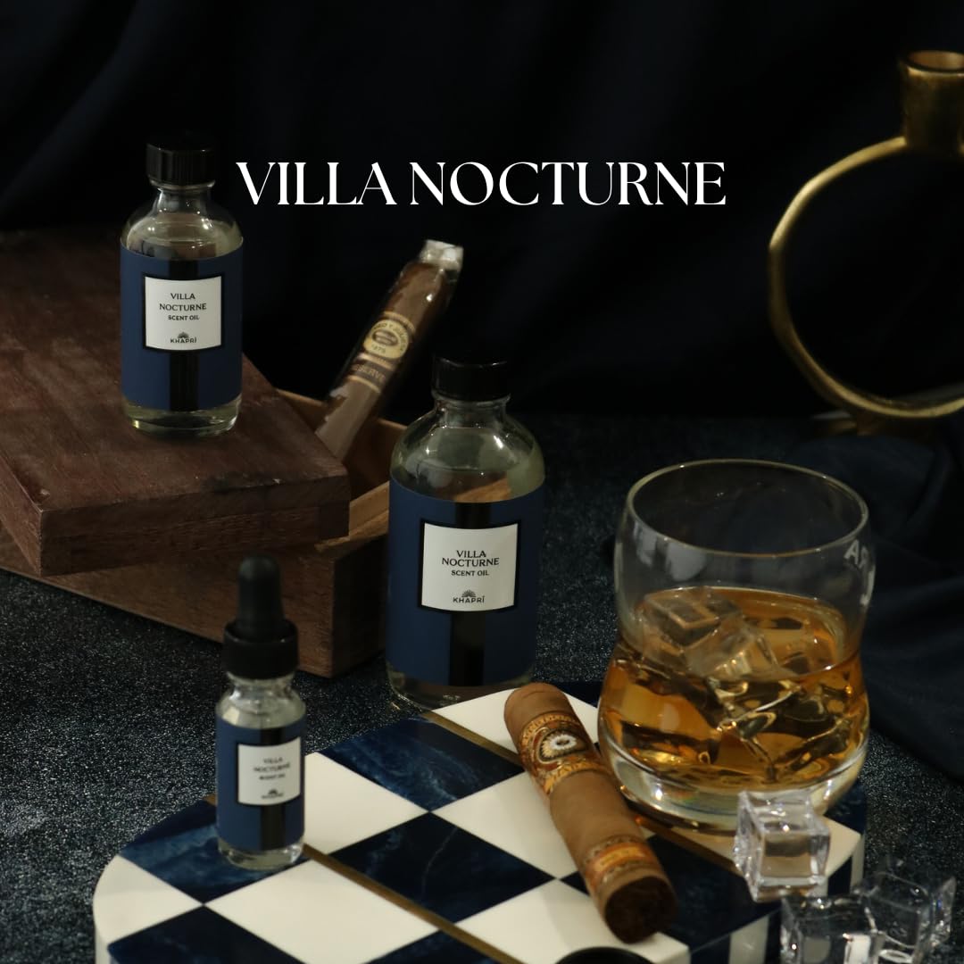 KHAPRI Villa Nocturne cedarwood finish adds warm depth to evenings.