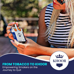 KHOOR Herbal cigarettes menthol-scent image emphasizing the berry blue flavor profile.