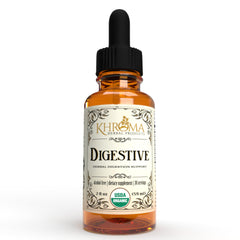 Khroma Digestive Blend bottle closeup, a natural formula for digestive comfort