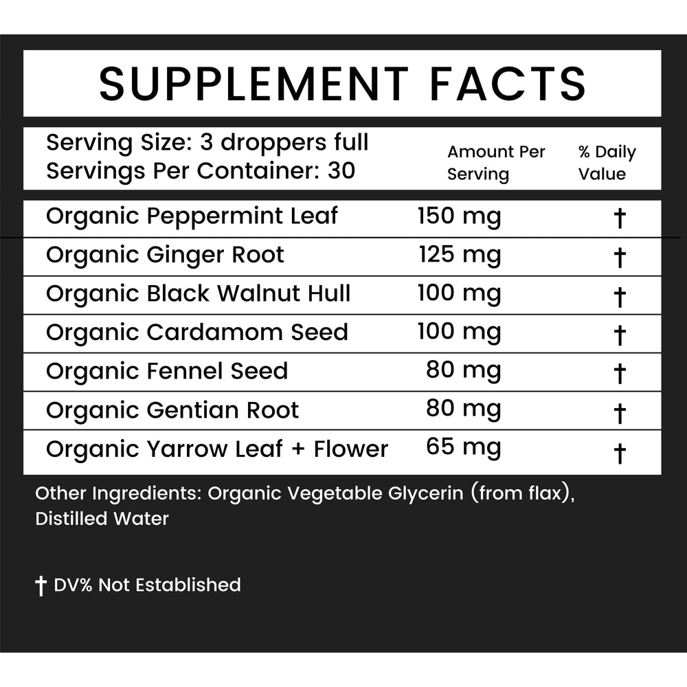 Khroma Digestive Blend dropper dispensing for easy, customizable daily use