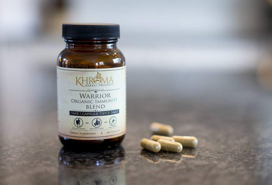 Khroma Warrior packaging highlights eight herbs for transparency.