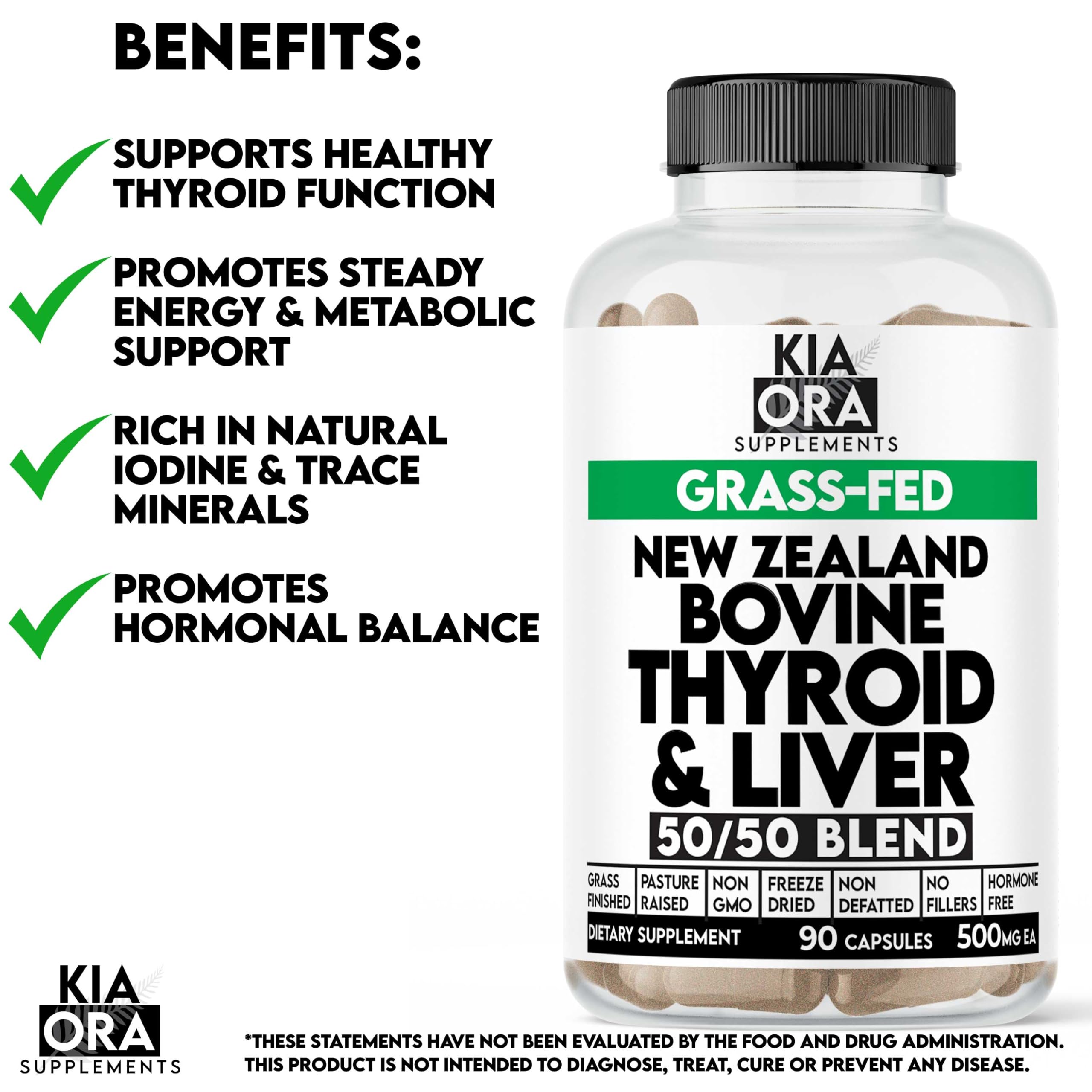 Closeup of Kia Ora NZ grass-fed thyroid-liver capsules highlighting purity and blend.