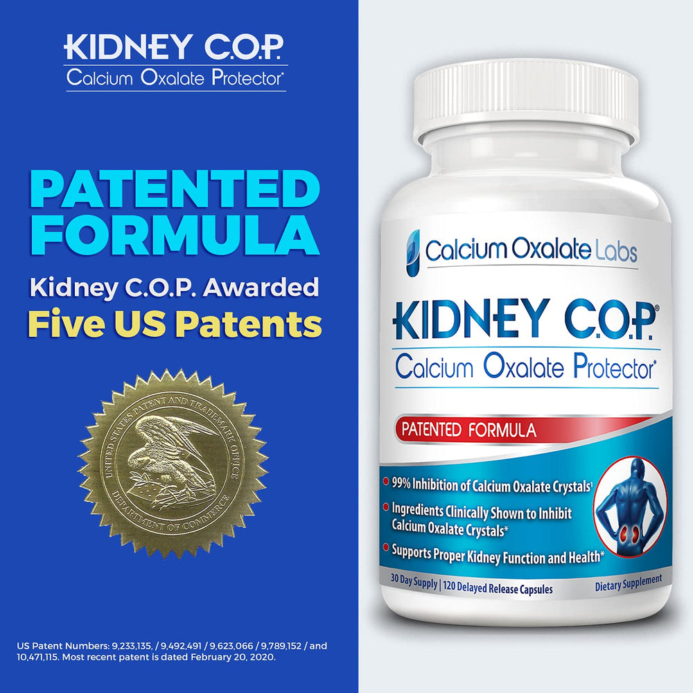 KIDNEY C.O.P. Calcium Oxalate Protector box view signals trusted packaging and complete ingredients.