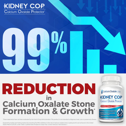 KIDNEY C.O.P. Calcium Oxalate Protector capsules closeup shows delayed-release for improved absorption.