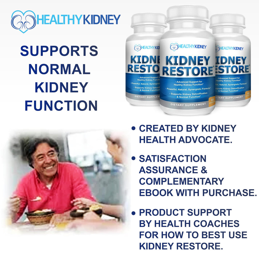 Pour shot of Kidney Restore 3-pack capsules illustrating easy ingestion.