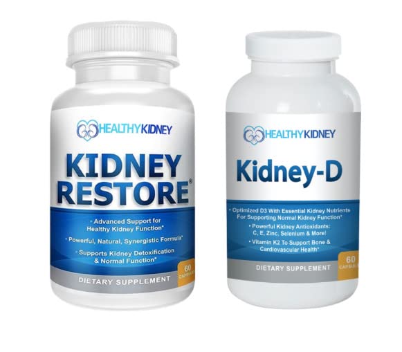 Kidney Restore bottle label with capsules emphasizing toxin support through gut health.
