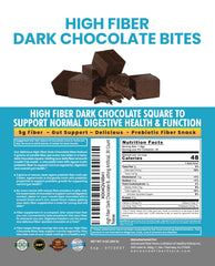 Kidney Restore high fiber bites closeup highlighting smooth chocolate texture with soluble fiber.