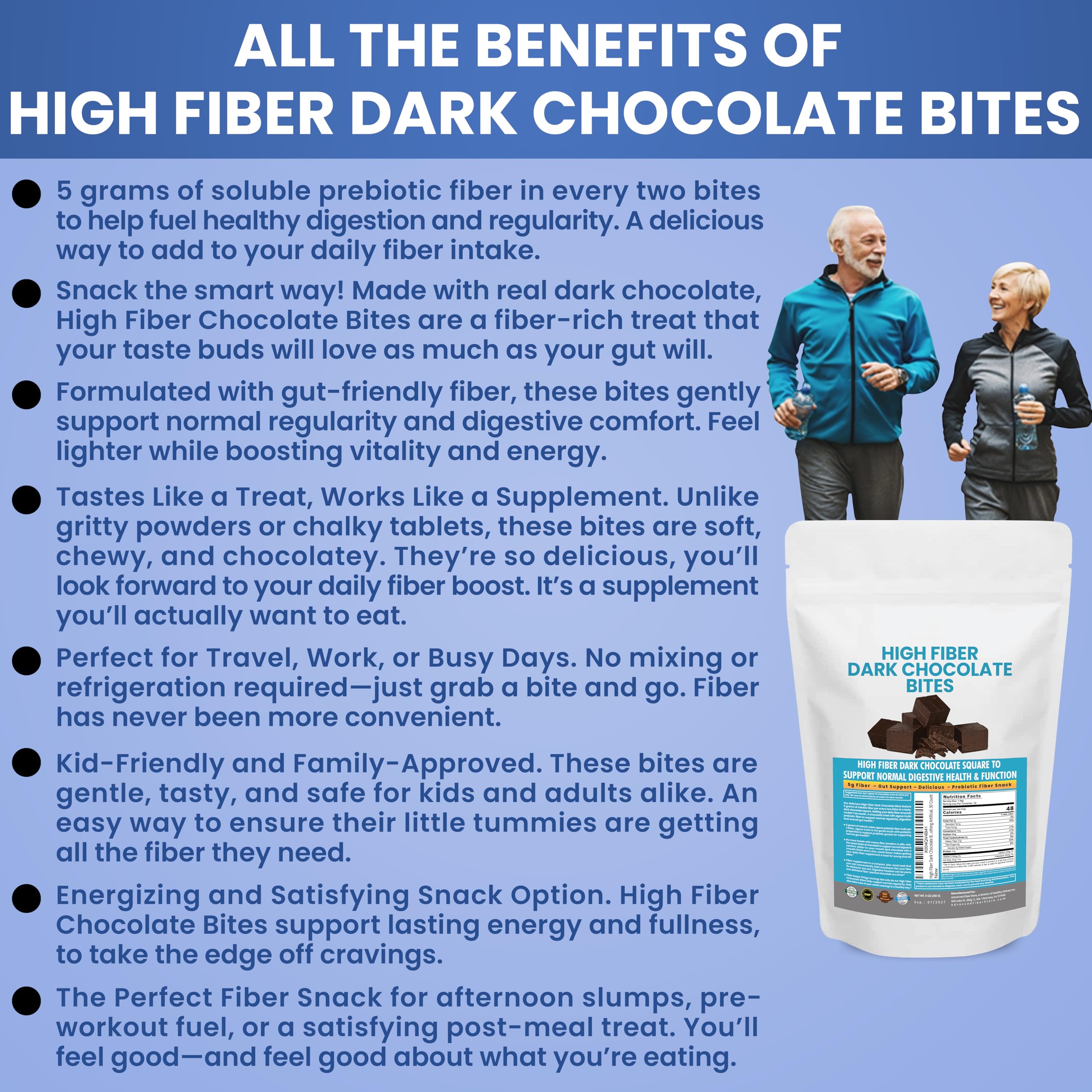 Kidney Restore high fiber bites nutrition panel close-up showing fiber content.