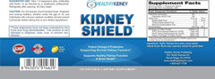 Kidney Shield bottle dosage information printed on label for easy use.