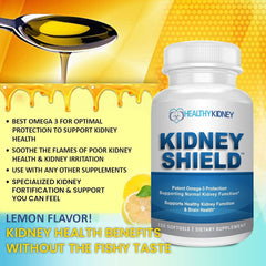 Kidney Shield essential fatty acids icon on box representing EPA and DHA.