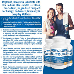 Kidney Restore electrolyte label close-up highlighting very low sodium formula.