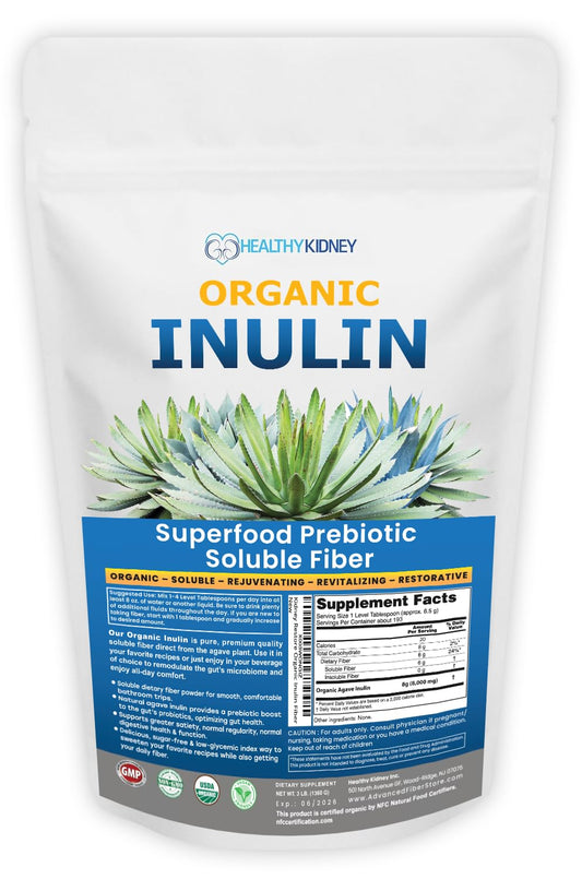 Kidney Restore Organic Inulin Powder in a jar for convenient daily fiber support.
