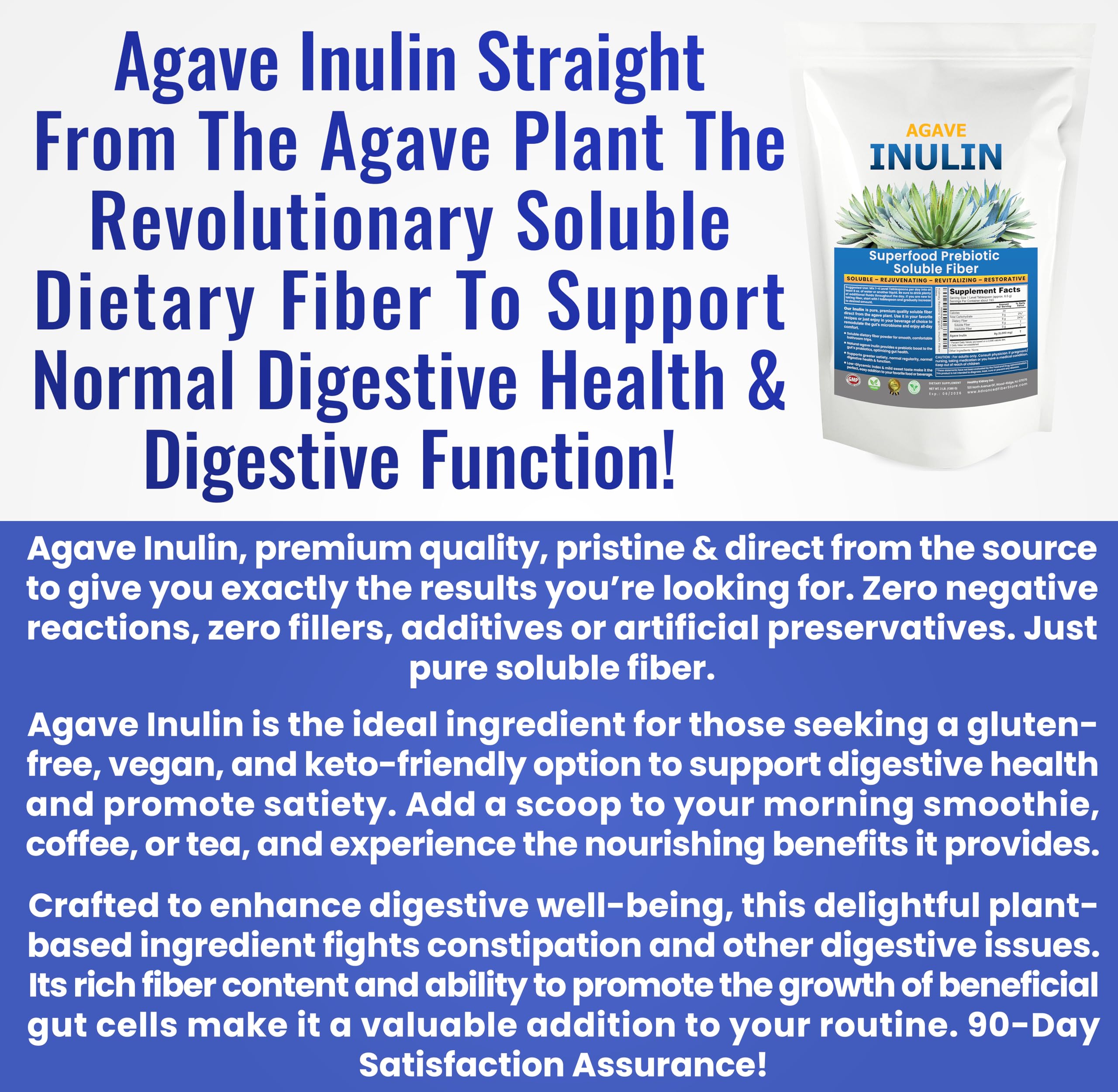 Kidney Restore Organic Inulin Powder packaging, showcasing natural organic ingredient pledge.