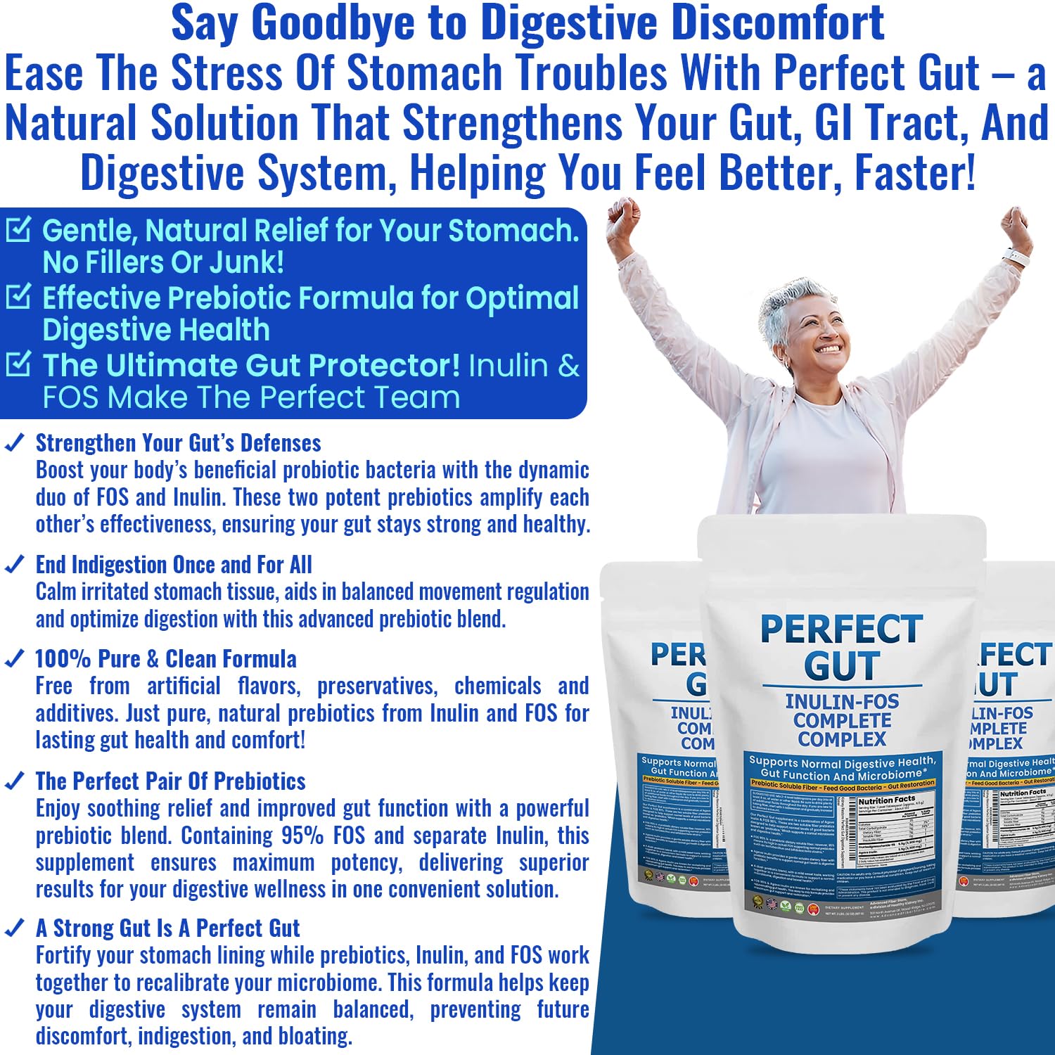 Smoothie with Perfect Gut powder added for versatile prebiotic support.