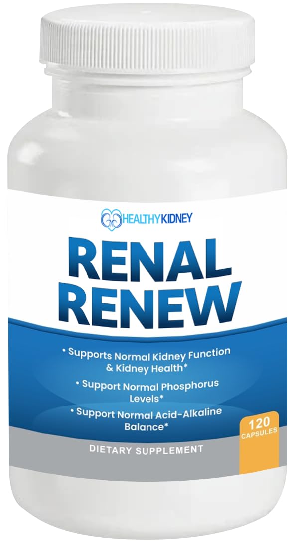 Kidney Restore Renal Renew bottle front promotes daily kidney support.