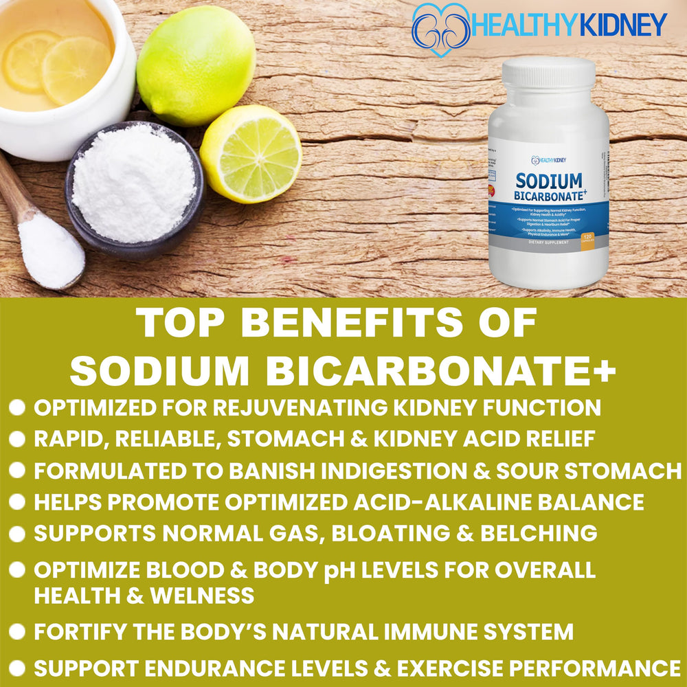 Kidney Restore Sodium Bicarbonate cranberry shot suggesting antioxidant and alkalinity benefits.