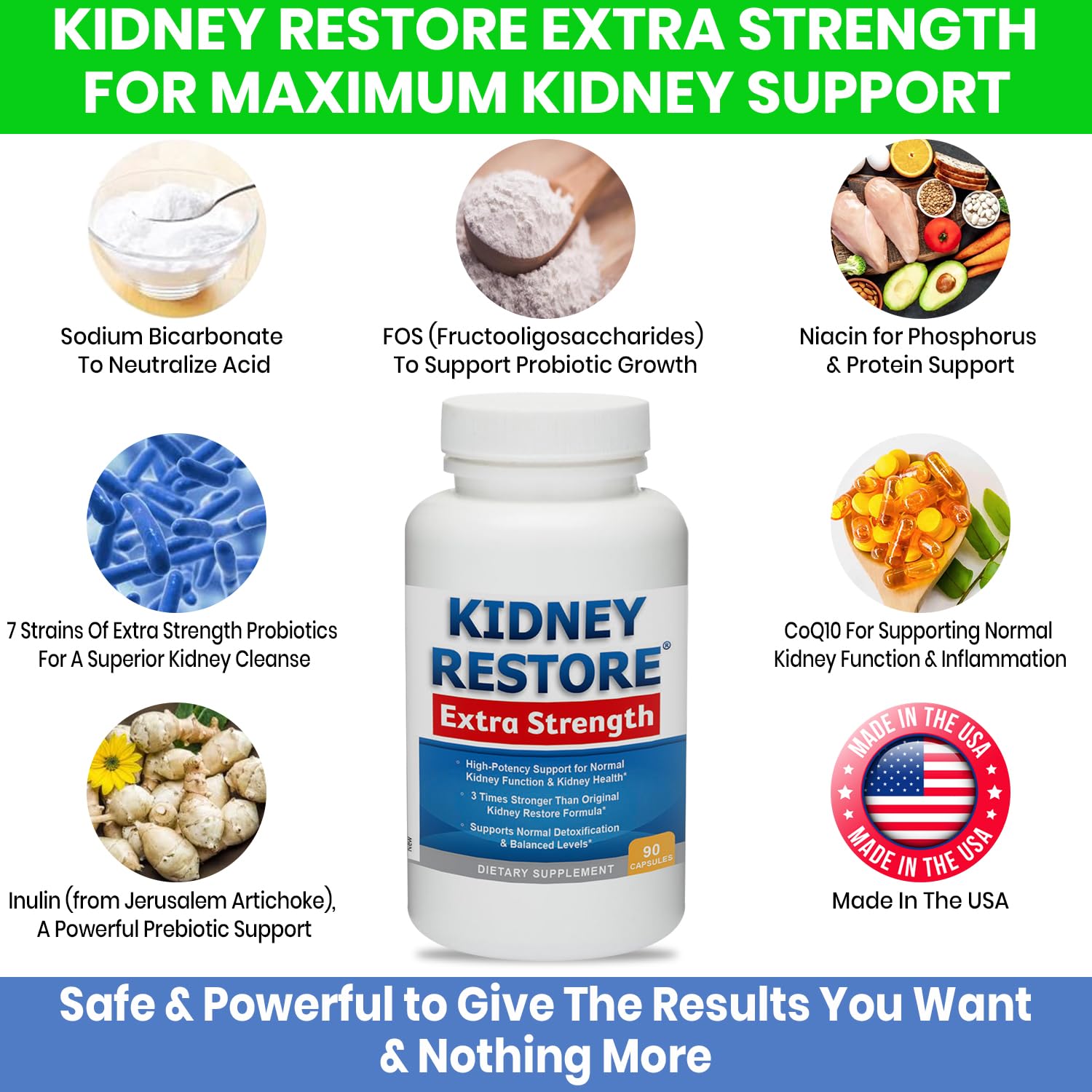 Kidney Restore box featuring USA-made badge and trust signals