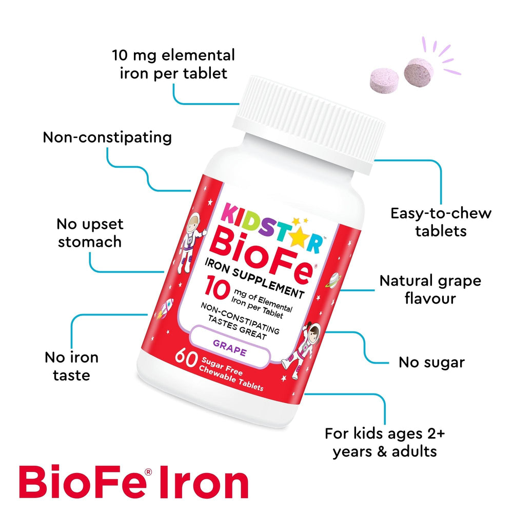 KidStar Nutrients no sugar icon on packaging signaling a sugar-free choice for kids.