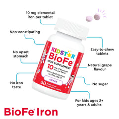 KidStar Nutrients no sugar icon on packaging signaling a sugar-free choice for kids.