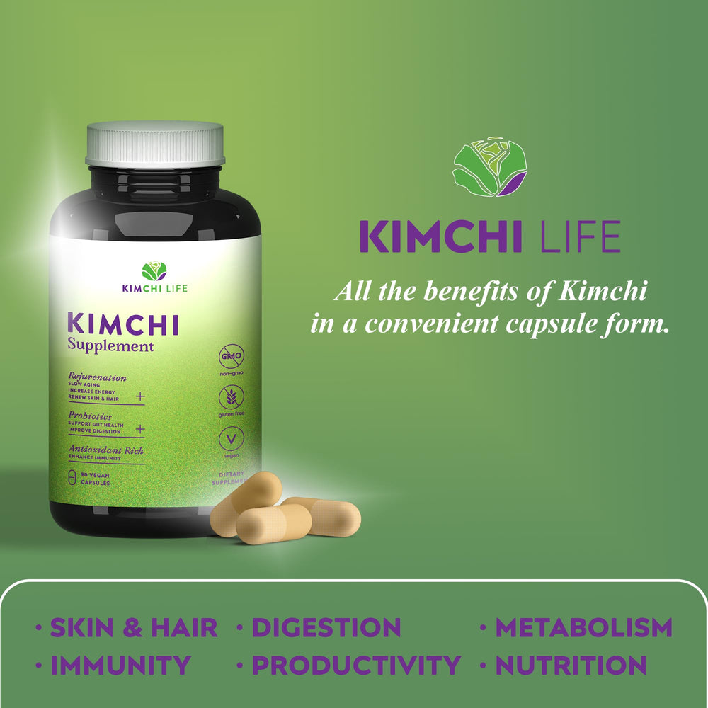 Kimchi Life immune-support image conveys gut-driven wellness and balanced response.