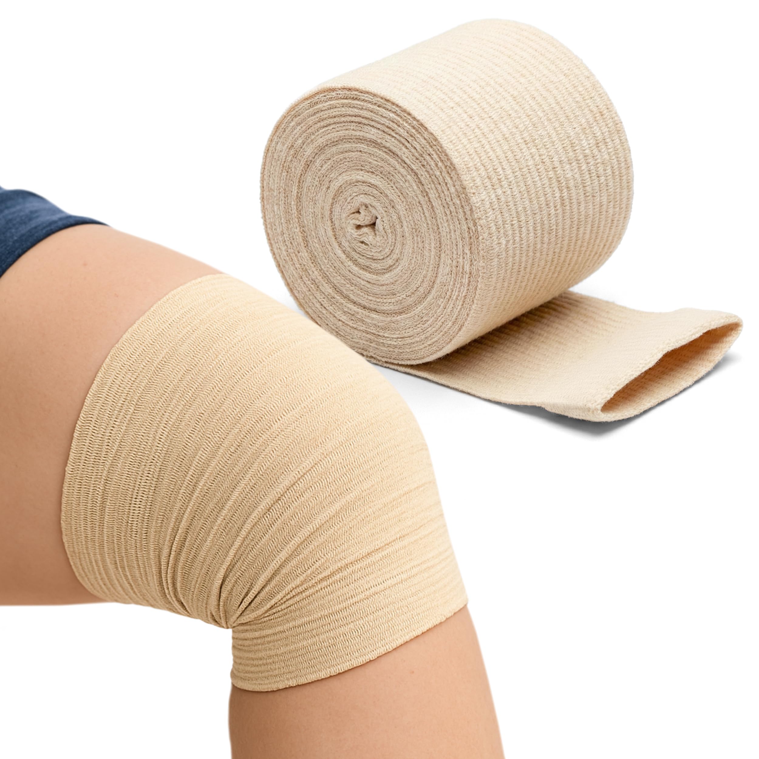 KinGrip arm tubular bandage worn for gentle support and wound protection