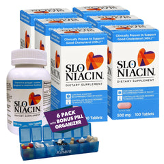 Kinara Slo-Niacin 500mg bottle front, highlighting slow-release niacin for steady daily support.