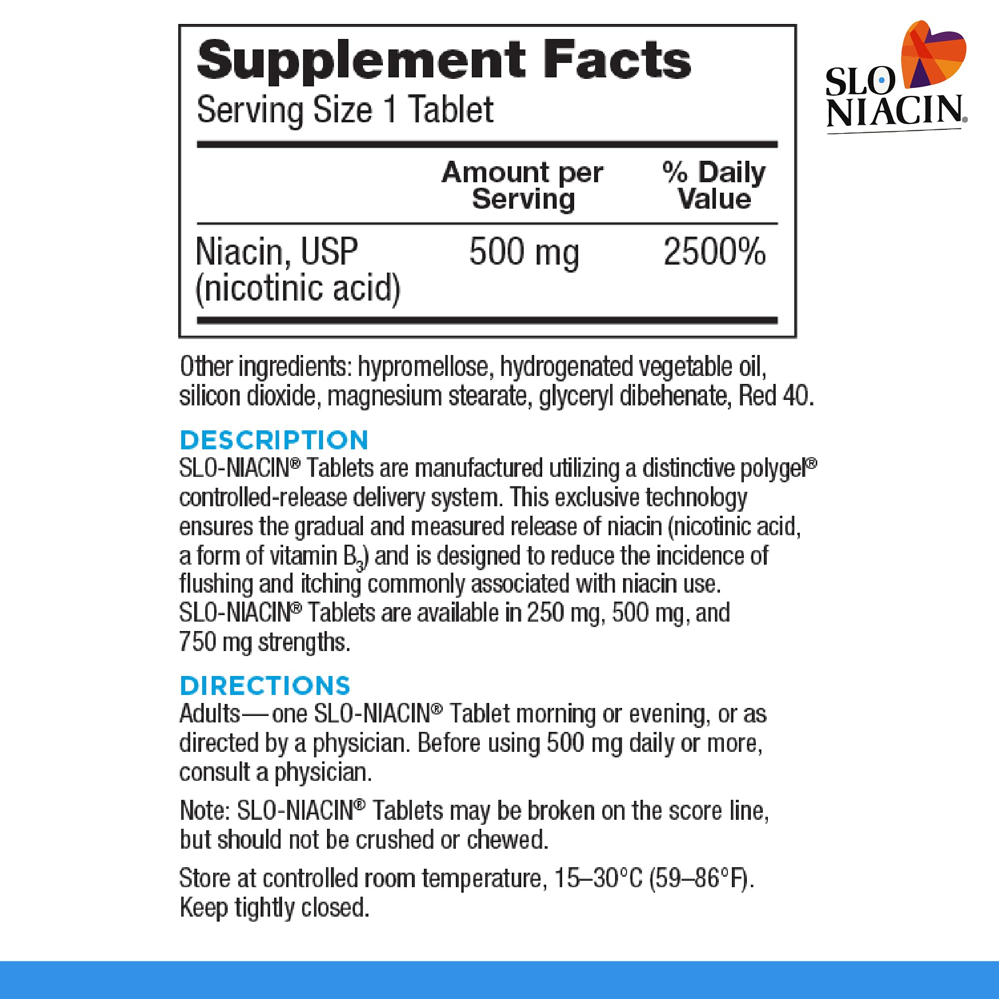 Kinara Slo-Niacin tablets close-up, showing compact 500 mg capsules for easy daily use.