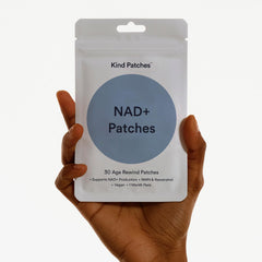 Kind Patches NAD Plus patch being applied on skin as part of routine.