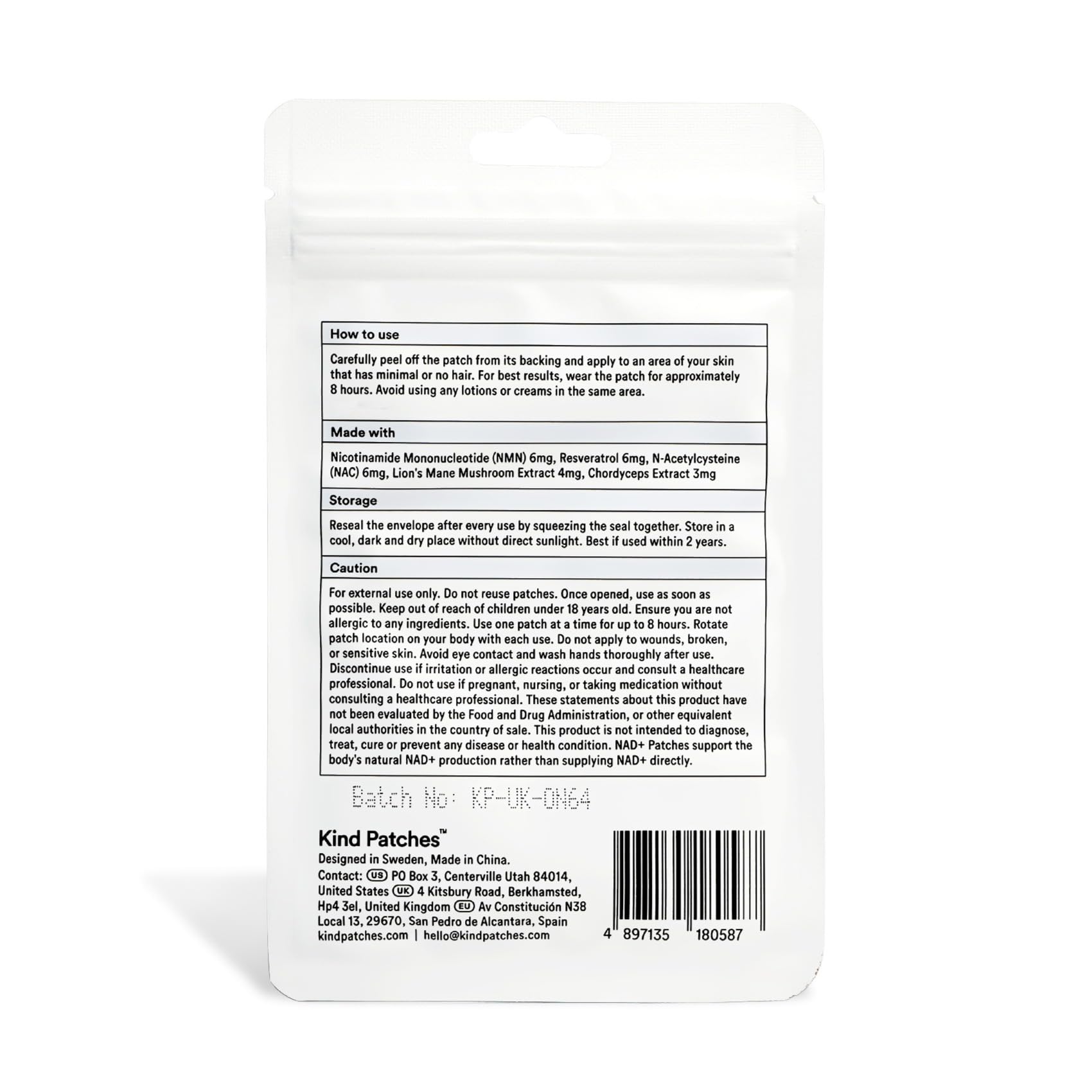Kind Patches NAD Plus box signals four pack convenience for ongoing use.