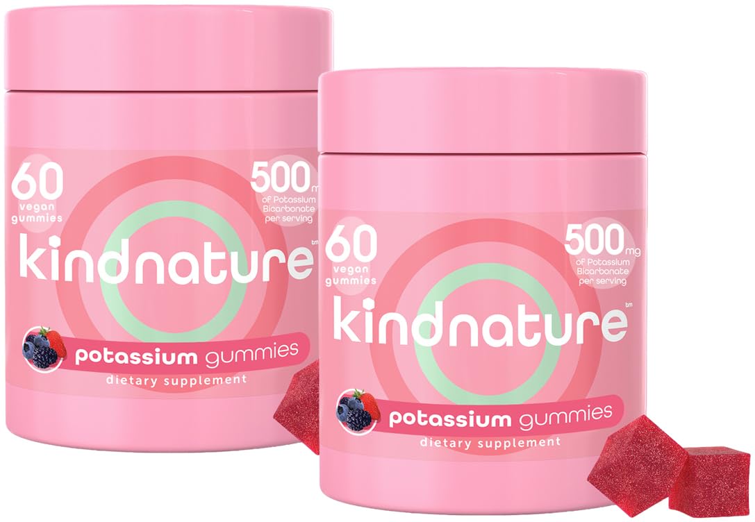 KindNATURE High Potassium Gummies in mixed berry flavor, convenient daily potassium support.