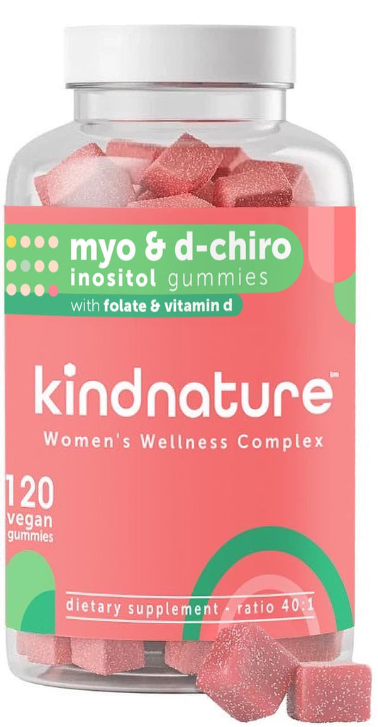 Kindnature Myo-Inositol gummies bottle front showing 40:1 ratio for daily balance support