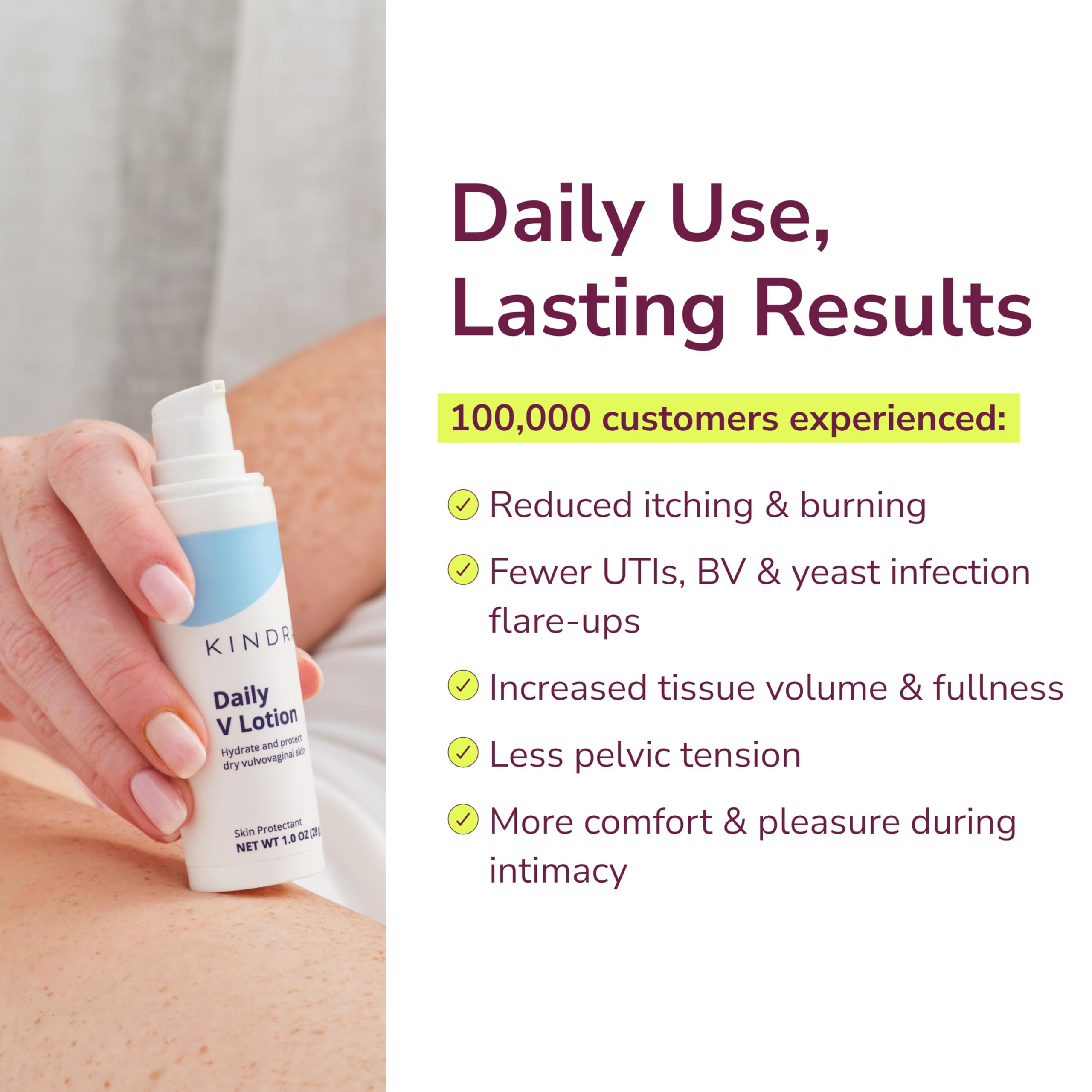 Kindra Daily V night time use on intimate skin